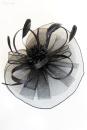 Gothic Haarschmuck „Midnight Dahlia“ mit Schleiernetz & Federn